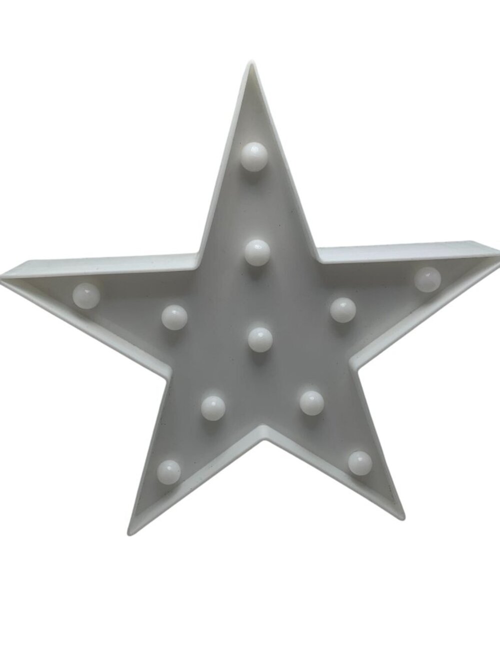 LED Light-Up White Star Wall/Desk Decor Battery Operated 10 Bulbs Plastic Modern